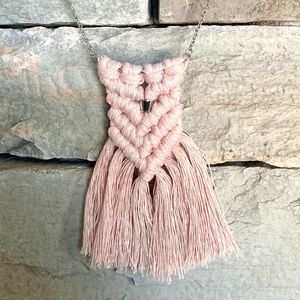 Soft Pink Macrame Necklace/Earring set